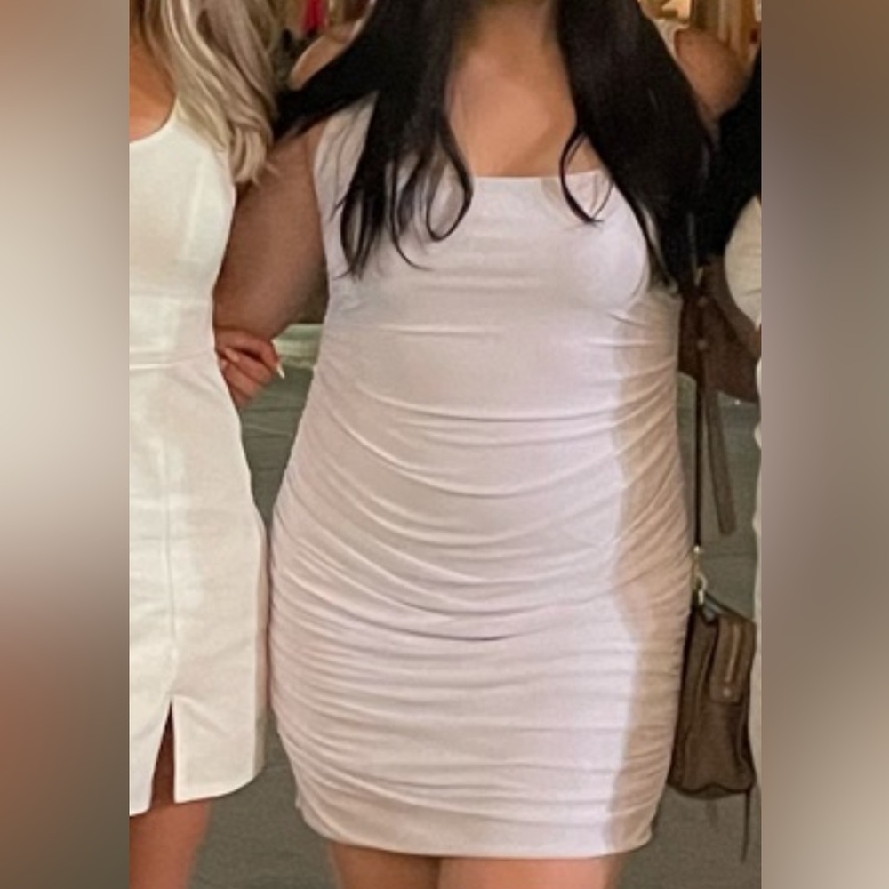 Worn once - white mini dress with ruching
